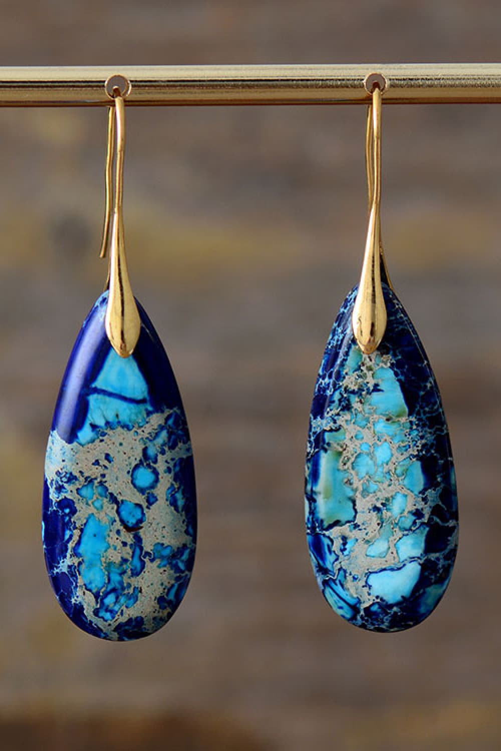 Elegant Teardrop Natural Stone Earrings - Handmade
