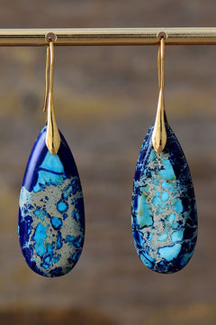 Elegant Teardrop Natural Stone Earrings - Handmade