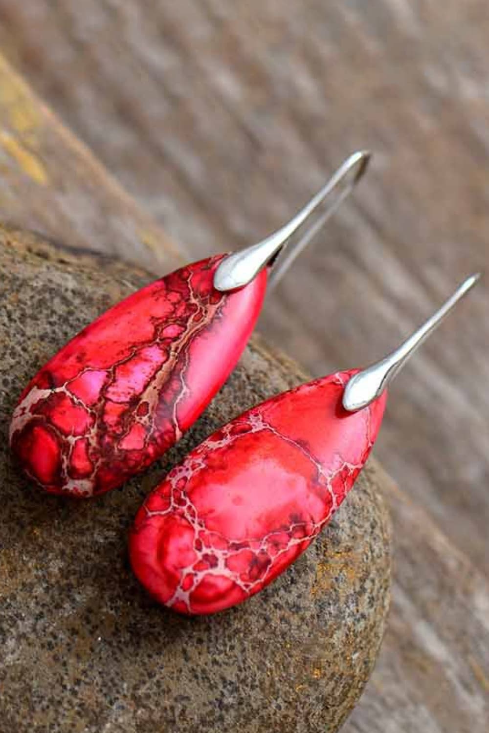Elegant Teardrop Natural Stone Earrings - Handmade