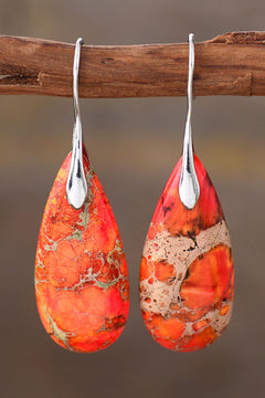 Elegant Teardrop Natural Stone Earrings - Handmade