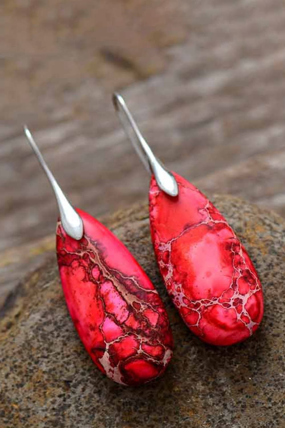 Elegant Teardrop Natural Stone Earrings - Handmade