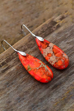 Elegant Teardrop Natural Stone Earrings - Handmade