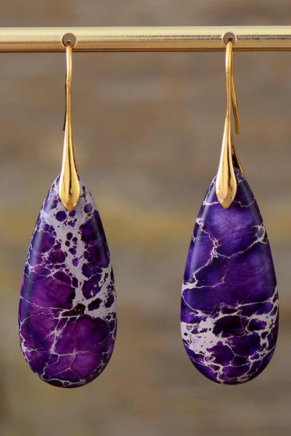 Elegant Teardrop Natural Stone Earrings - Handmade