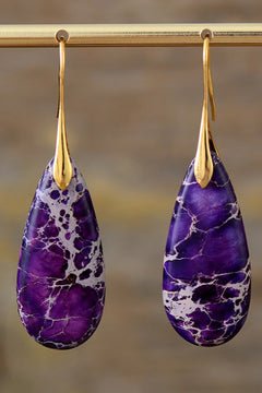 Elegant Teardrop Natural Stone Earrings - Handmade