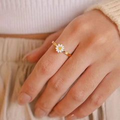 Daisy Butterfly Fidget Spinner Rings Stress Relieving Ring for Women Girls