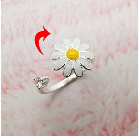 Daisy Butterfly Fidget Spinner Rings Stress Relieving Ring for Women Girls