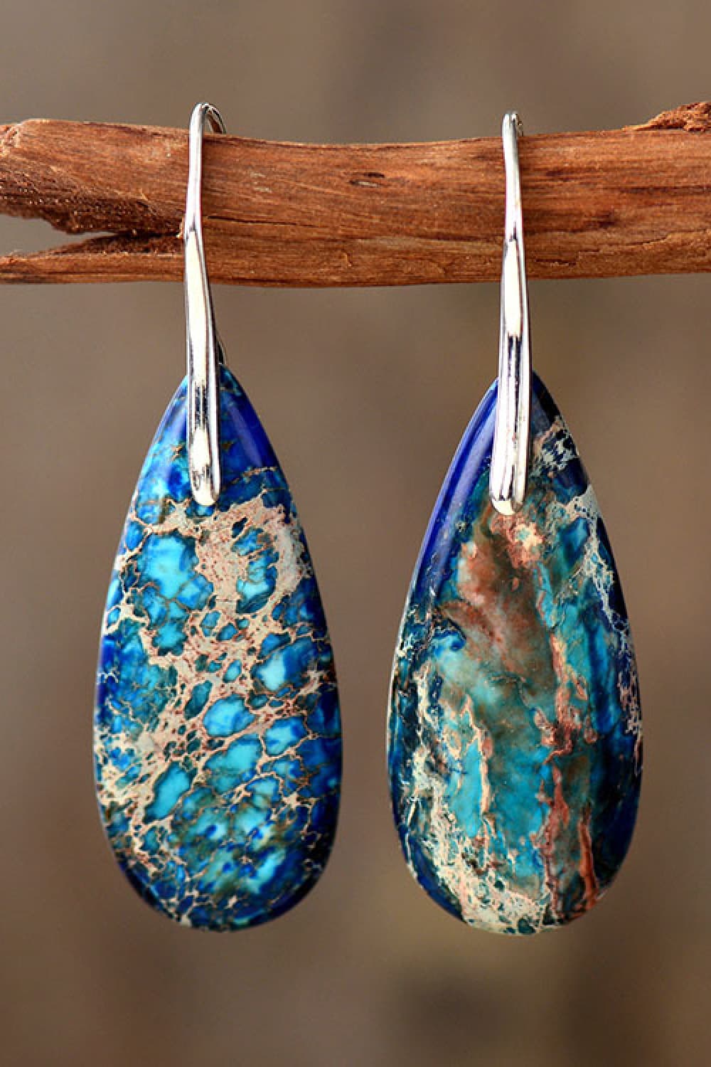Elegant Teardrop Natural Stone Earrings - Handmade