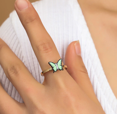 Daisy Butterfly Fidget Spinner Rings Stress Relieving Ring for Women Girls