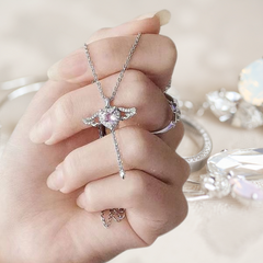 Premium Sterling Silver Statement Heart Wings Necklace
