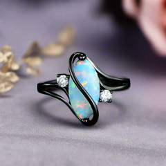 Lavish Luxurious Black Opal Ring