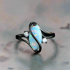 Lavish Luxurious Black Opal Ring