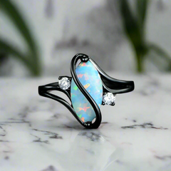 Lavish Luxurious Black Opal Ring